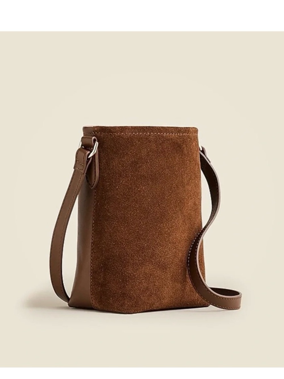 New J.Crew small Berkeley bucket crossbody bag in leather and suede